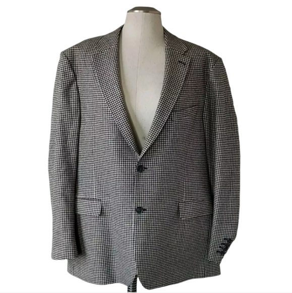 J. Peterman Other - Wool / Cashmere Houndstooth Men's EUC Blazer / Sport Coat Black White Lined 48R